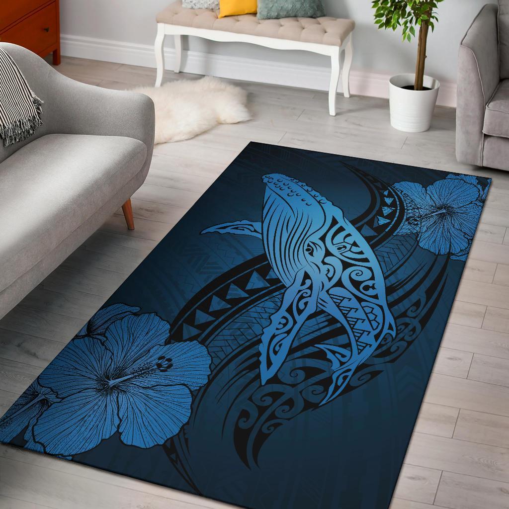 Hawaii Polynesia Whale Hibiscus - Pastel Blue Blue - Polynesian Pride
