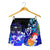 Fiji Custom Personalised Women's Shorts - Humpback Whale with Tropical Flowers (Blue) - Polynesian Pride