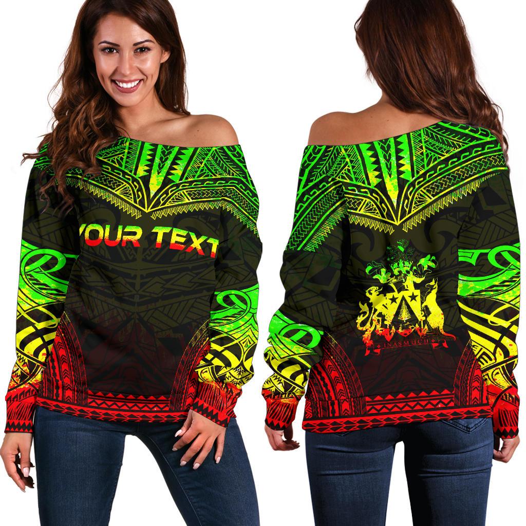 Norfolk Island Polynesian Chief Custom Personalised Women's Off Shoulder Sweater - Reggae Version Art - Polynesian Pride