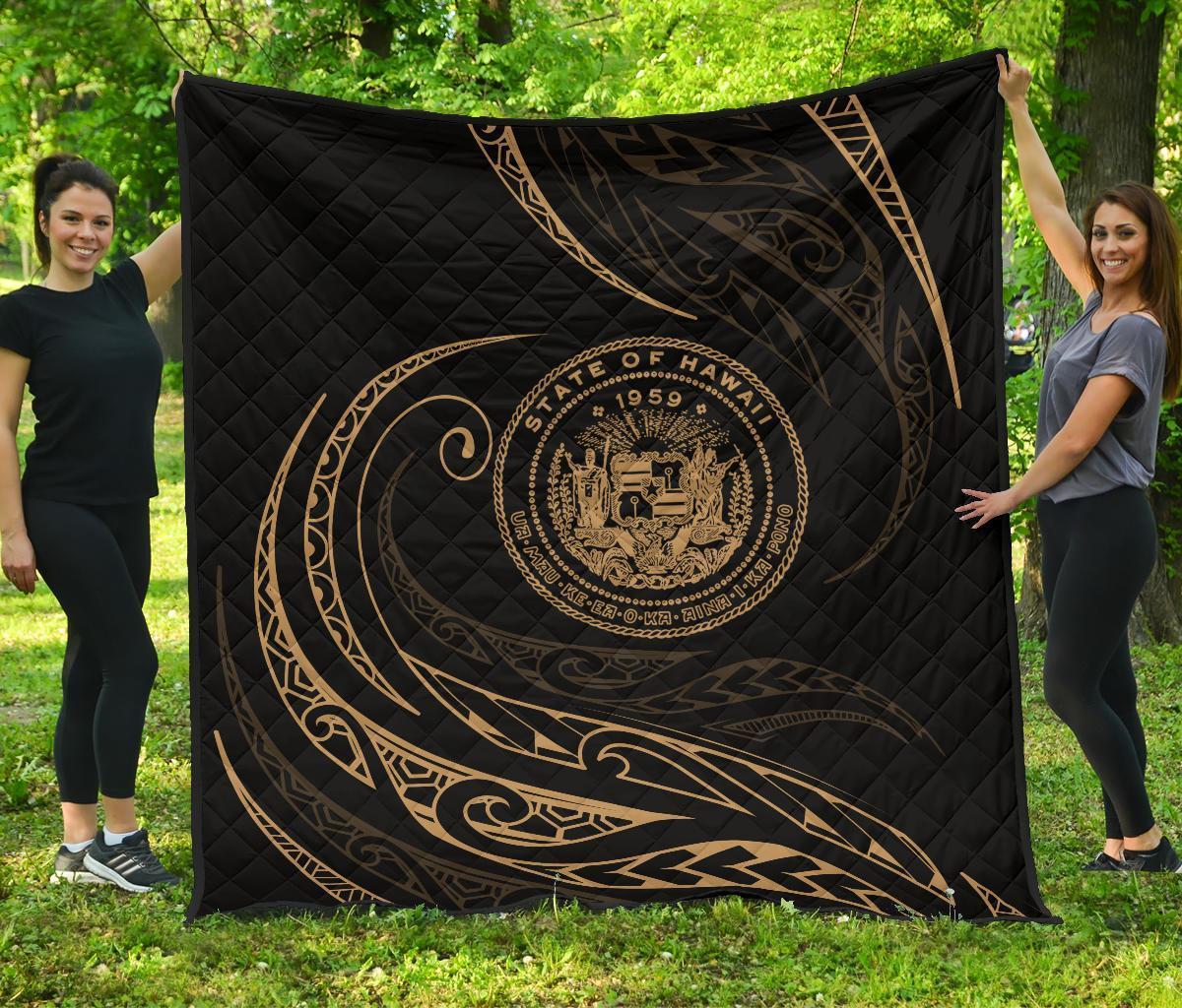 Hawaii Premium Quilt - Gold - Frida Style Black - Polynesian Pride