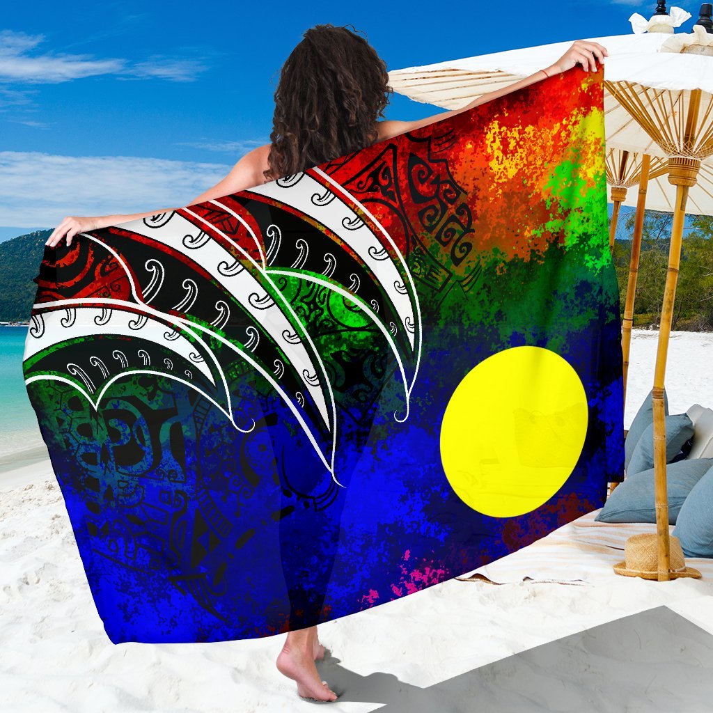 Palau Sarong - Tropical Leaf Rainbow Color Women One Size Rainbow Color - Polynesian Pride