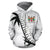 Fiji Cibi War Dance Zip up Hoodie White Unisex White - Polynesian Pride