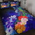 Marshall Islands Quilt Bed Set - Humpback Whale with Tropical Flowers (Blue) Blue - Polynesian Pride