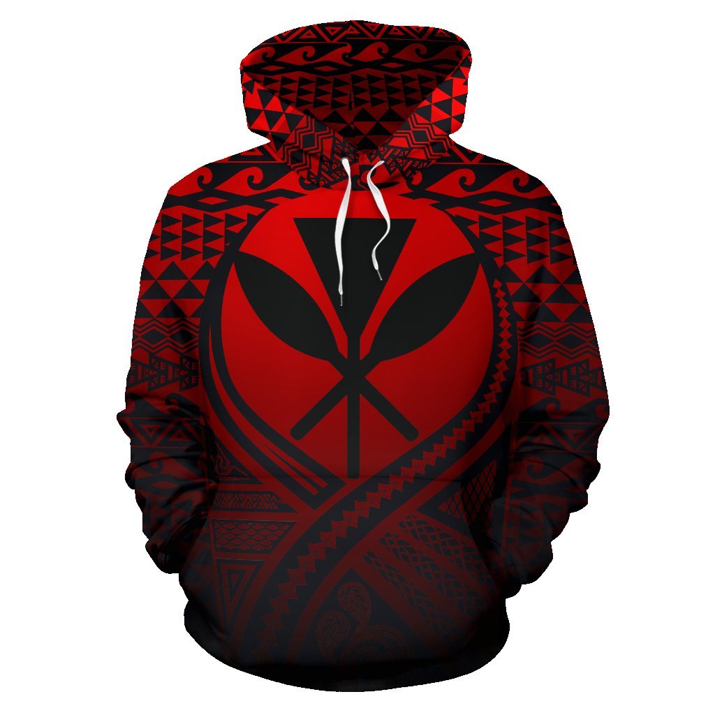 Kanaka Maoli All Over Hoodie Lift up Red - Polynesian Pride