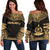 Vanuatu Polynesian Chief Women's Off Shoulder Sweater - Gold Version Gold - Polynesian Pride