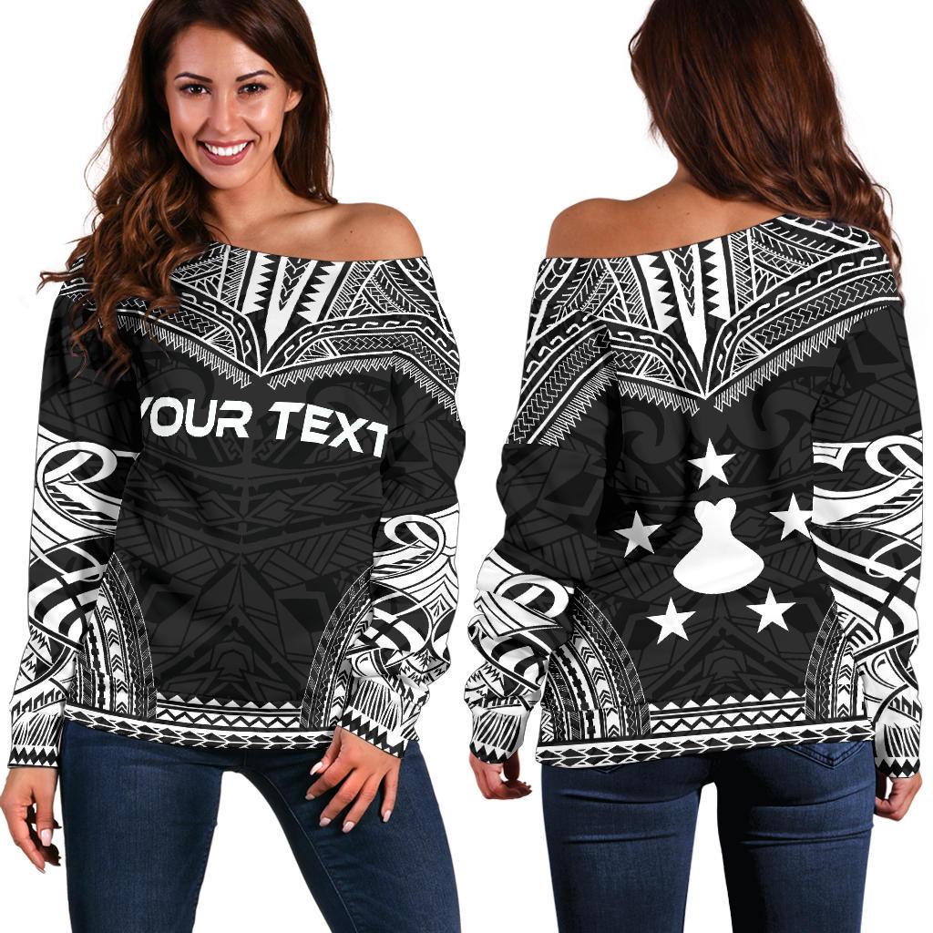 Austral Islands Polynesian Chief Custom Personalised Women's Off Shoulder Sweater - Black Version Black - Polynesian Pride