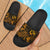 Tonga Sandals - Turtle Hibiscus Pattern Gold Black - Polynesian Pride