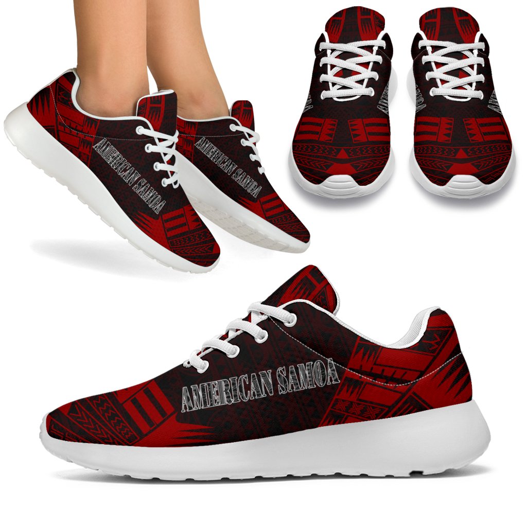 American Samoa Sport Sneakers - Polynesian Tattoo Red White - Polynesian Pride