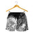 Tahiti Women's Shorts - Humpback Whale with Tropical Flowers (White) - Polynesian Pride