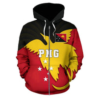 Papua New Guinea All Over Zip up Hoodie PNG Bird of Paradise Zipper Hoodie - Polynesian Pride