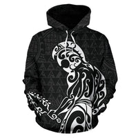 Polynesian Kakau Helmet Weapon White Kanaka Warrior Hoodie - Polynesian Pride