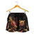 Vanuatu Polynesian Women's Shorts - Turtle With Blooming Hibiscus Gold - Polynesian Pride