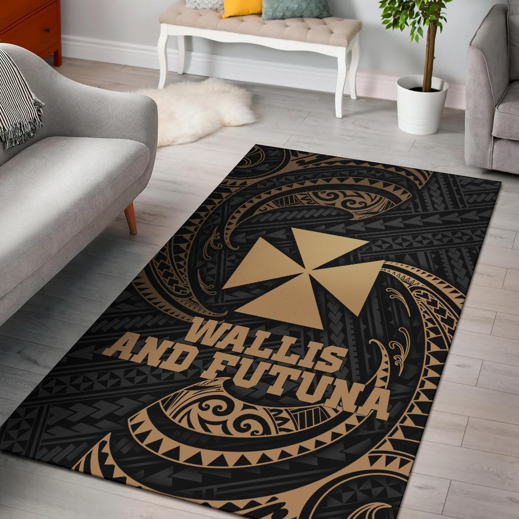 Wallis and Futuna Polynesian Area Rug - Gold Tribal Wave Gold - Polynesian Pride