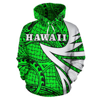 Hawaii Turtle Polynesian Hoodie Green Warrior Style - Polynesian Pride