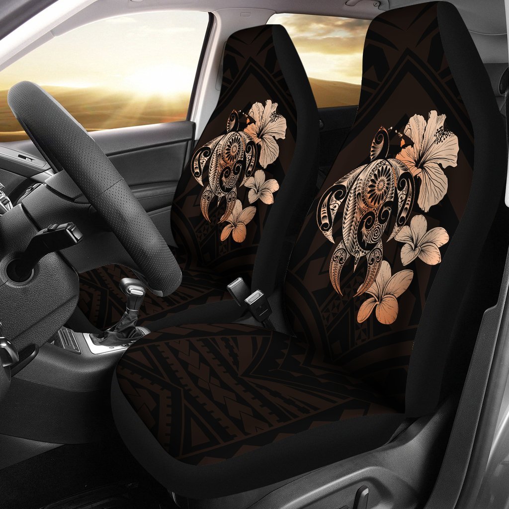 Hibiscus Plumeria Mix Polynesian Orange Turtle Car Seat Covers - Polynesian Pride