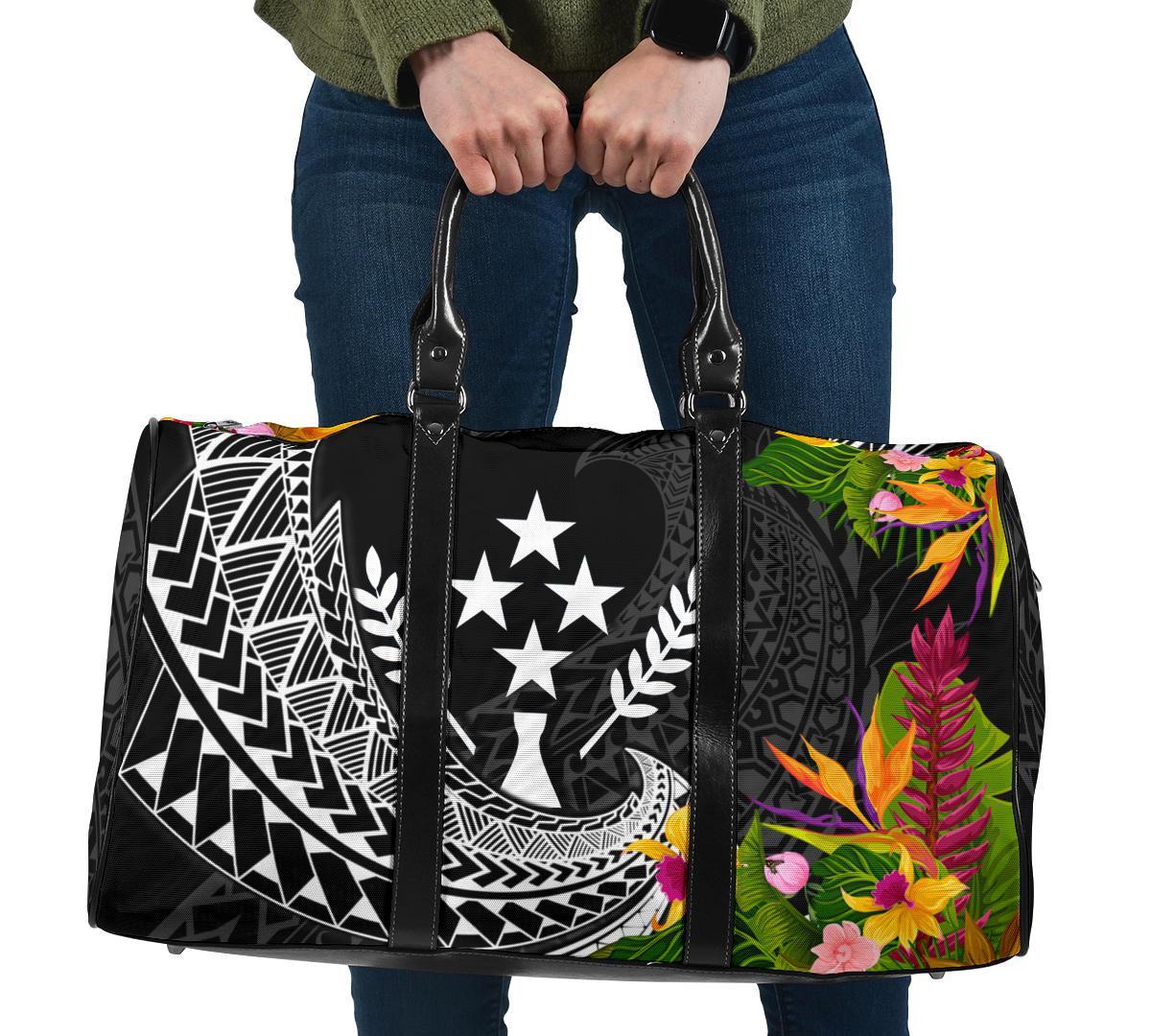 Kosrae State Travel Bag - Seal Spiral Polynesian Patterns Travel Bag - Black - Kosrae State One size Black - Polynesian Pride