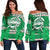 Manawatu Turbos Women Off Shoulder Sweater Maori Vibes Green - Polynesian Pride