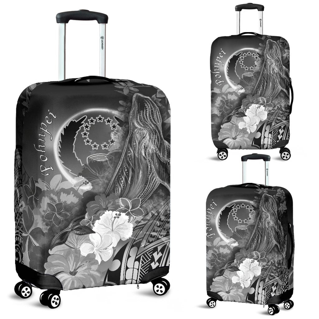 Pohnpei Luggage Covers - Humpback Whale with Tropical Flowers (White) - Polynesian Pride