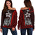 Pohnpei Micronesia Women Off Shoulder Sweater Red - Turtle With Hook Red - Polynesian Pride