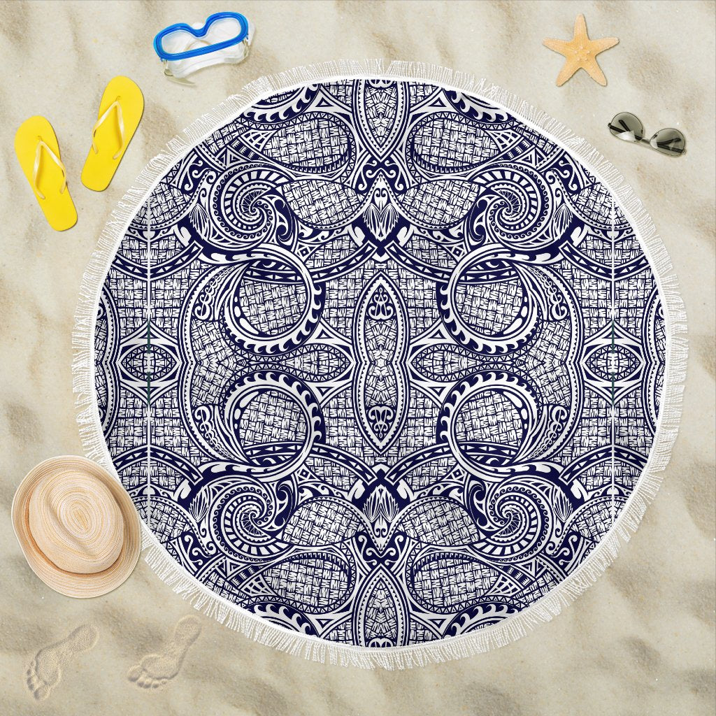 Polynesian Beach Blanket Blue And White Beach Blanket 59x59 White - Polynesian Pride