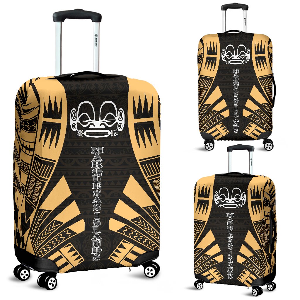 Marquesas Islands Luggage Cover - Polynesian Tattoo Gold Gold - Polynesian Pride