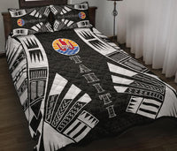 Tahiti Polynesian Quilt Bed Set - Tahiti Flag Black Tattoo Flag - Polynesian Pride