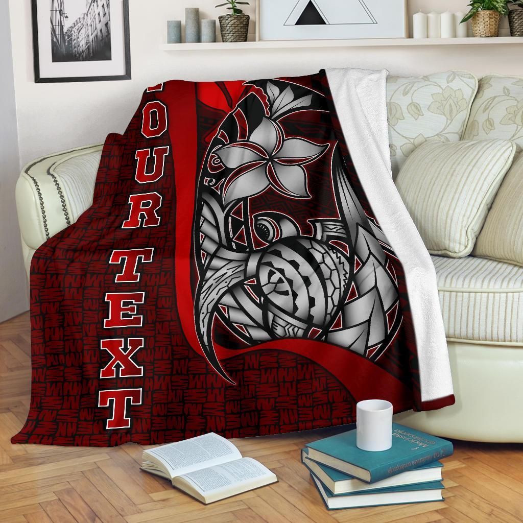 Polynesian Hawaii Custom Personalised Premium Blanket Red - Turtle with Hook White - Polynesian Pride