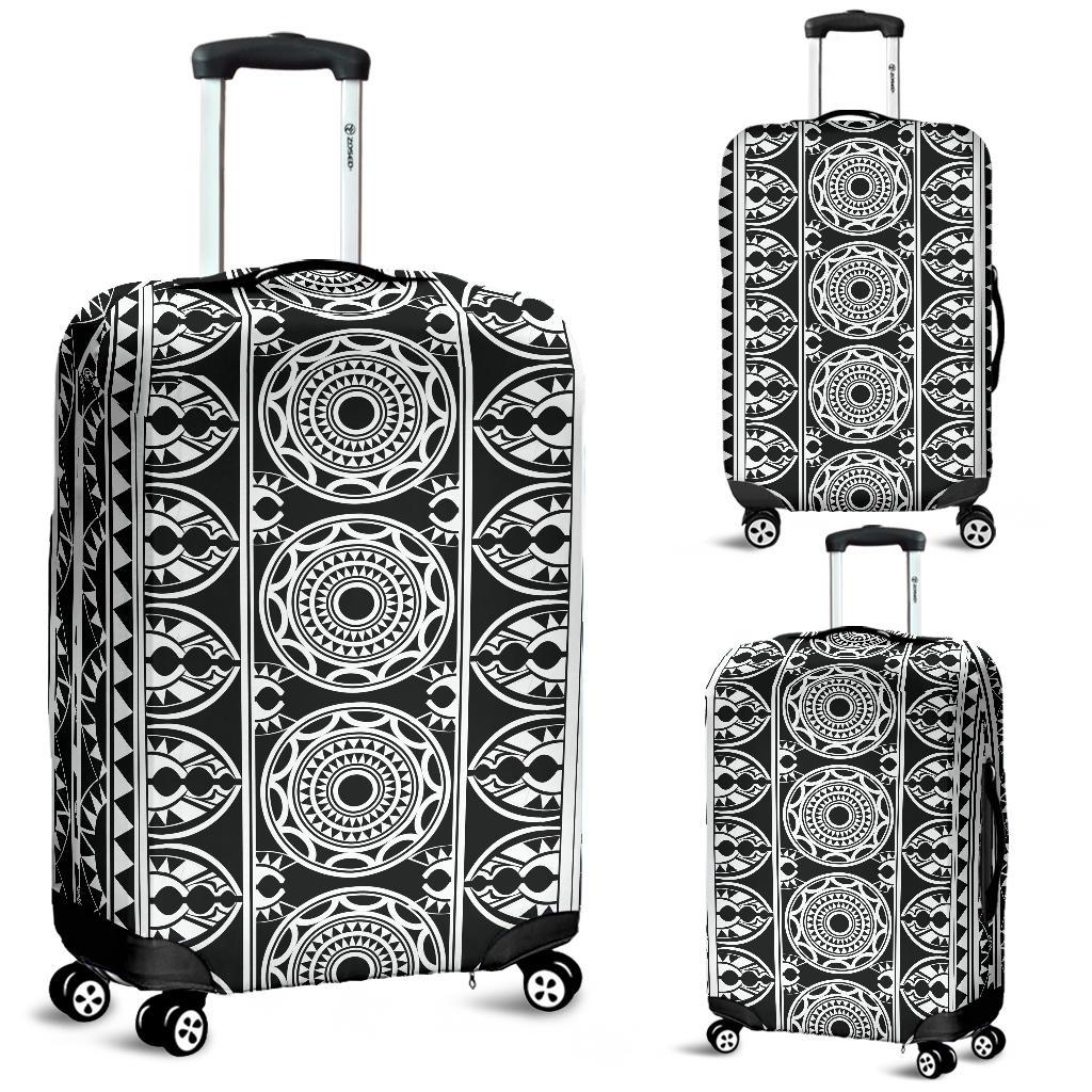 Polynesian Luggage Cover 19 Black-White - Polynesian Pride