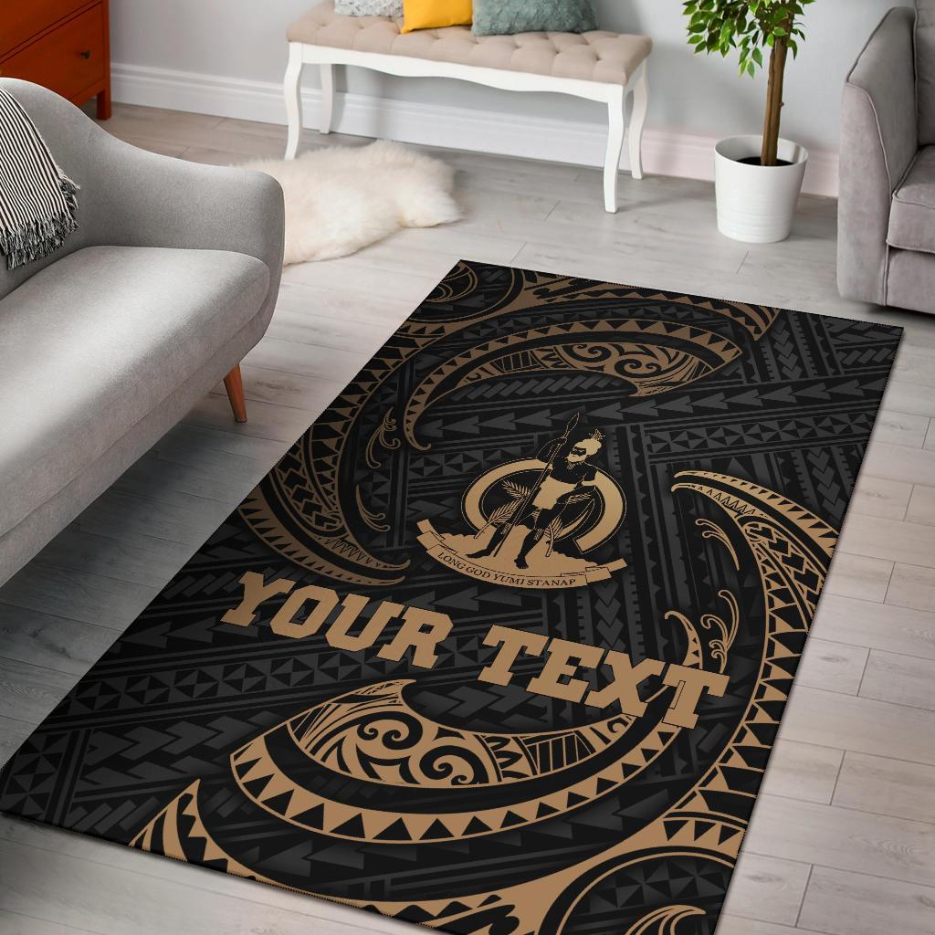 Vanuatu Polynesian Custom Personalised Area Rug - Gold Tribal Wave Gold - Polynesian Pride