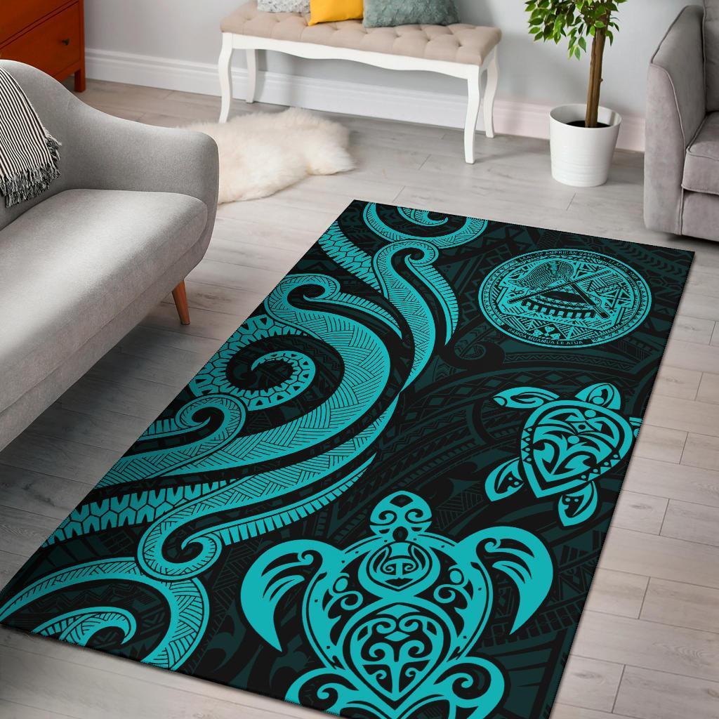 American Samoa Area Rug - Turquoise Tentacle Turtle Turquoise - Polynesian Pride