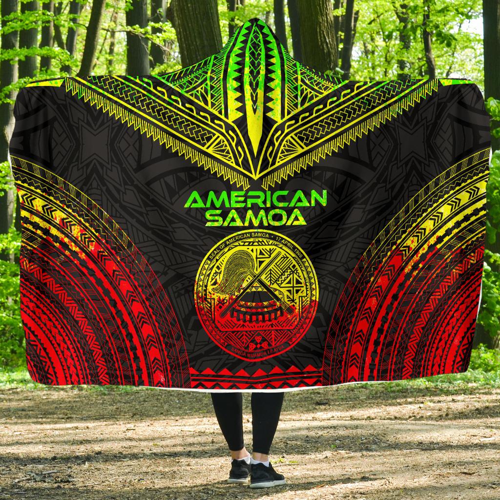 American Samoa Polynesian Chief Hooded Blanket - Reggae Version Hooded Blanket Reggae - Polynesian Pride