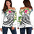 FSM Polynesian Women's Off Shoulder Sweater - Summer Plumeria (White) White - Polynesian Pride