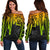 Hawaii Women's Off Shoulder Sweaters - Kanaka Maoli With Polynesian Pattern In Heartbeat Style (Reggae) - Polynesian Pride