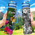 Nauru Hydro Tracking Bottle - Turtle Plumeria Banana Leaf Crest Hydro Tracking Bottle 32oz Large Black - Polynesian Pride