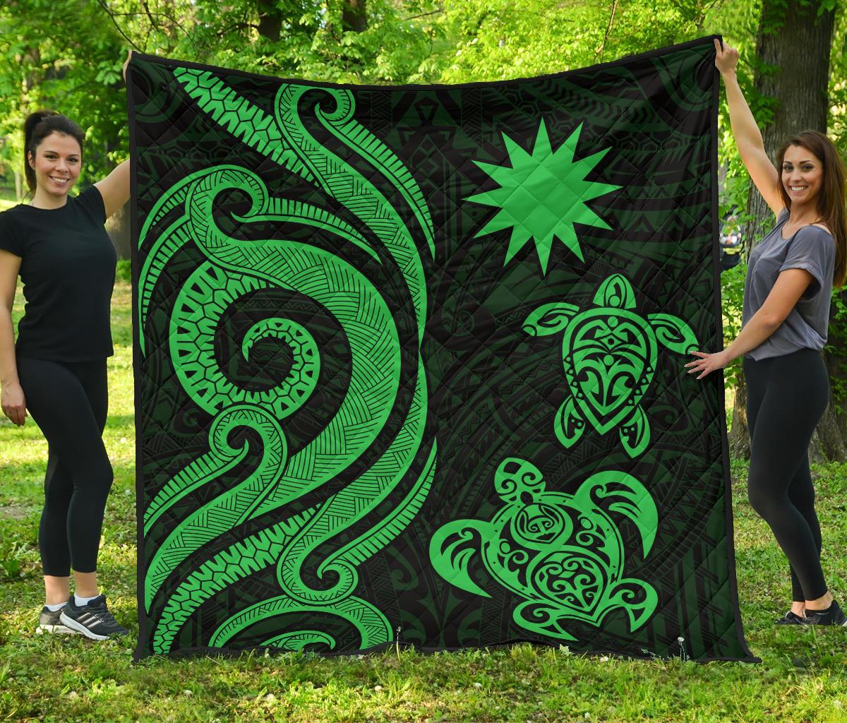 Nauru Premium Quilt - Green Tentacle Turtle Green - Polynesian Pride