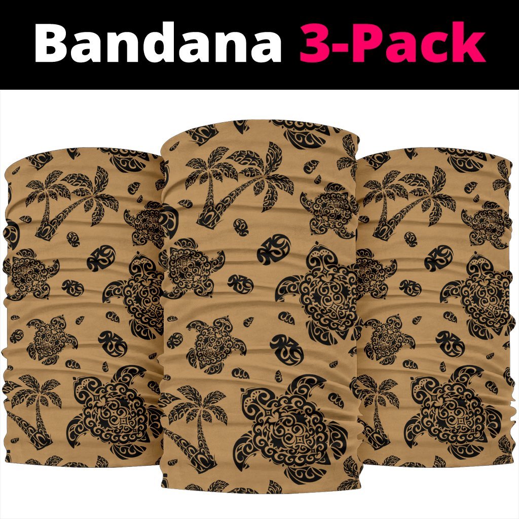 Polynesian Turtle Palm And Sea Pebbles Gold Bandana 3 - Pack - Polynesian Pride