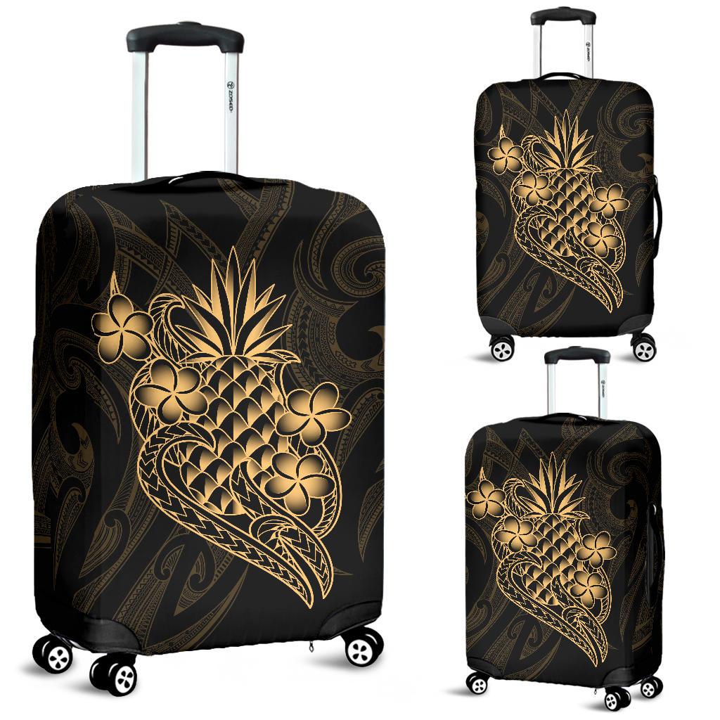 Polynesian Luggage Covers - Gold Pineapple Black - Polynesian Pride