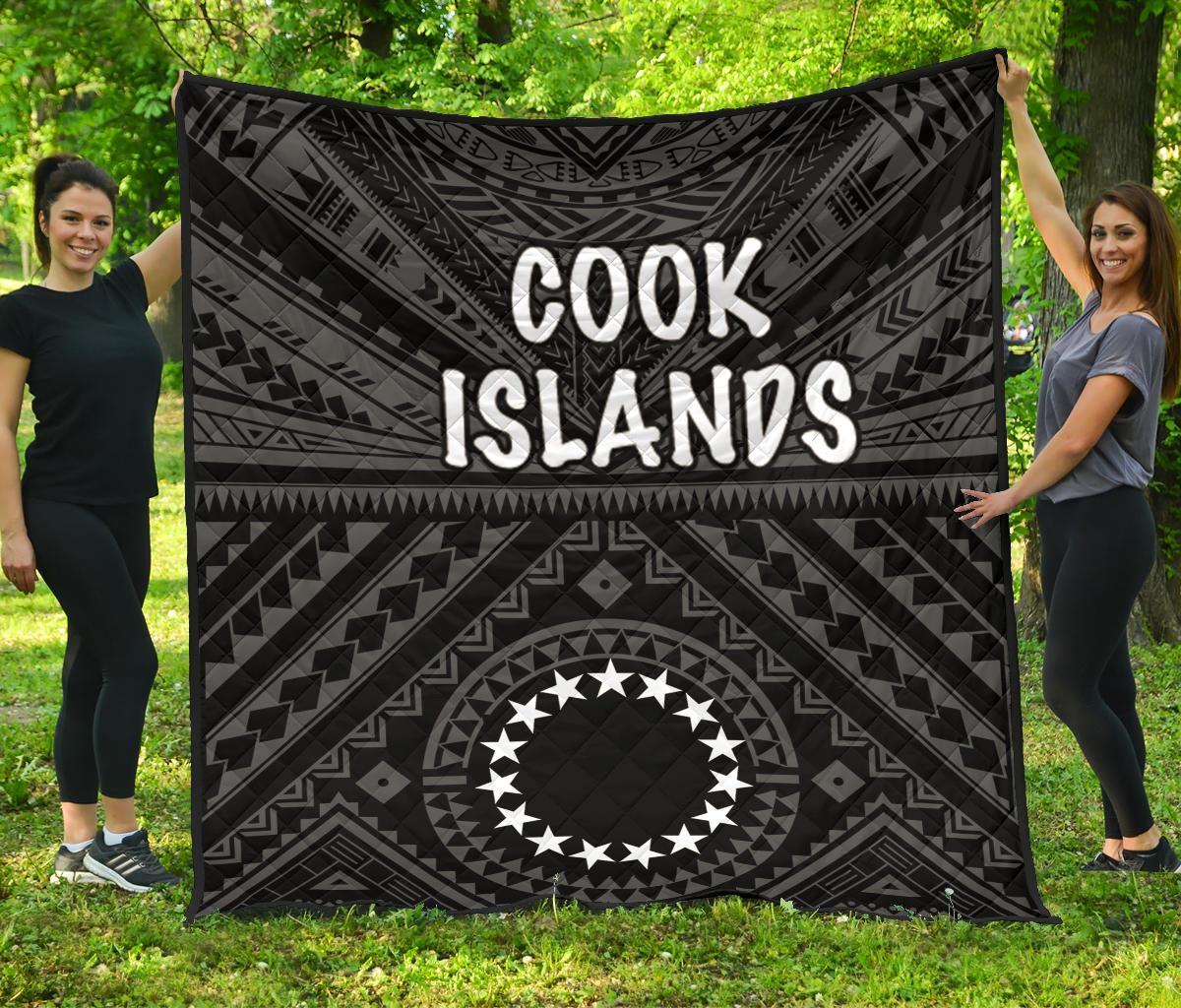 Cook Island Premium Quilt - Seal With Polynesian Tattoo Style ( Black) - Polynesian Pride