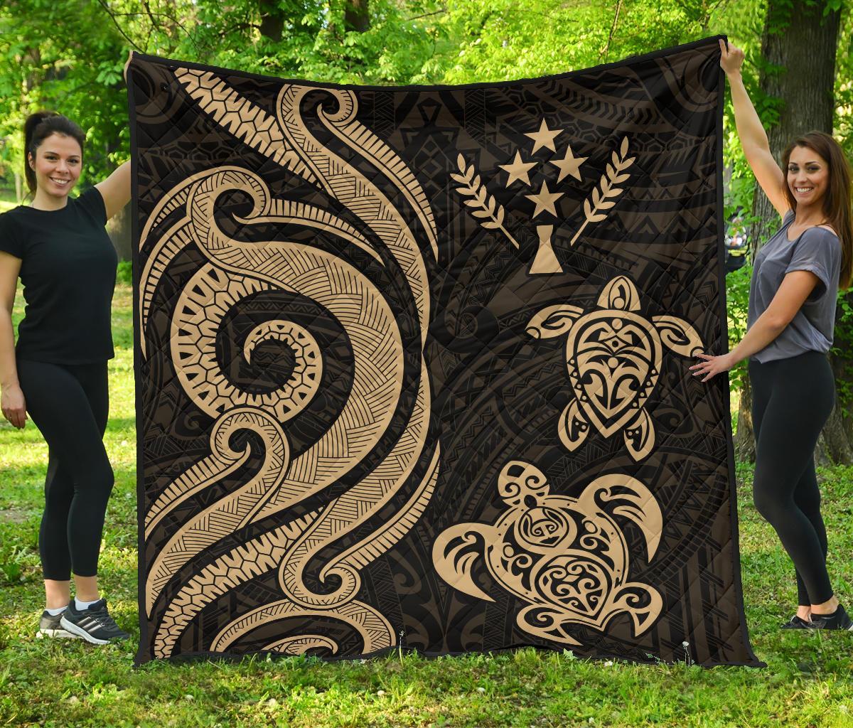 Kosrae Premium Quilt - Gold Tentacle Turtle Gold - Polynesian Pride