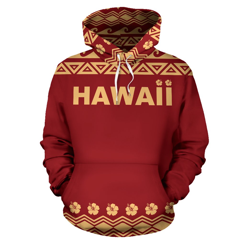Hawaii All Over Hoodie Polynesian Turtle Red - Polynesian Pride