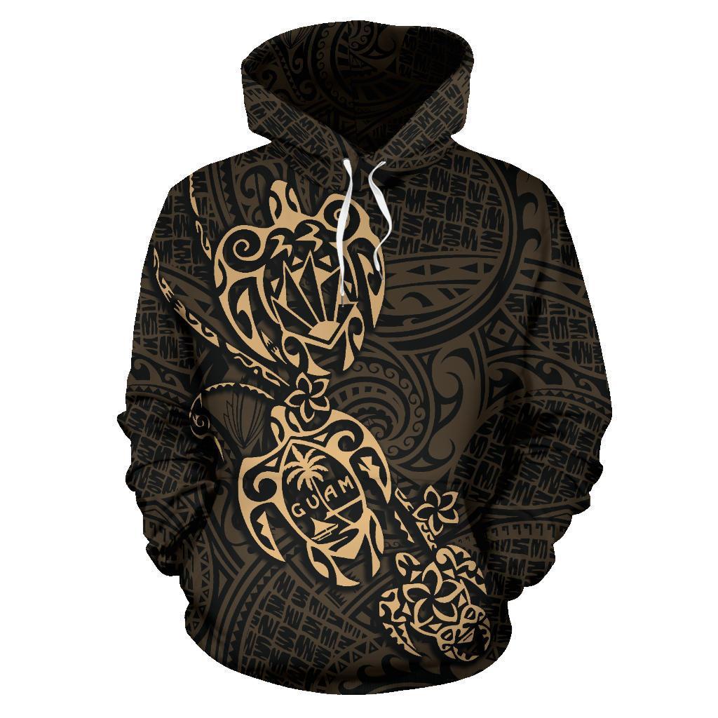 Hoodie Guam Family Turtles Map Polynesian Gold Unisex Gold - Polynesian Pride