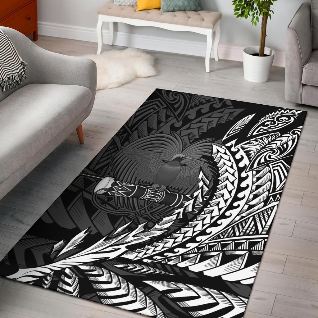 Papua New Guinea Area Rug - Wings Style Black - Polynesian Pride