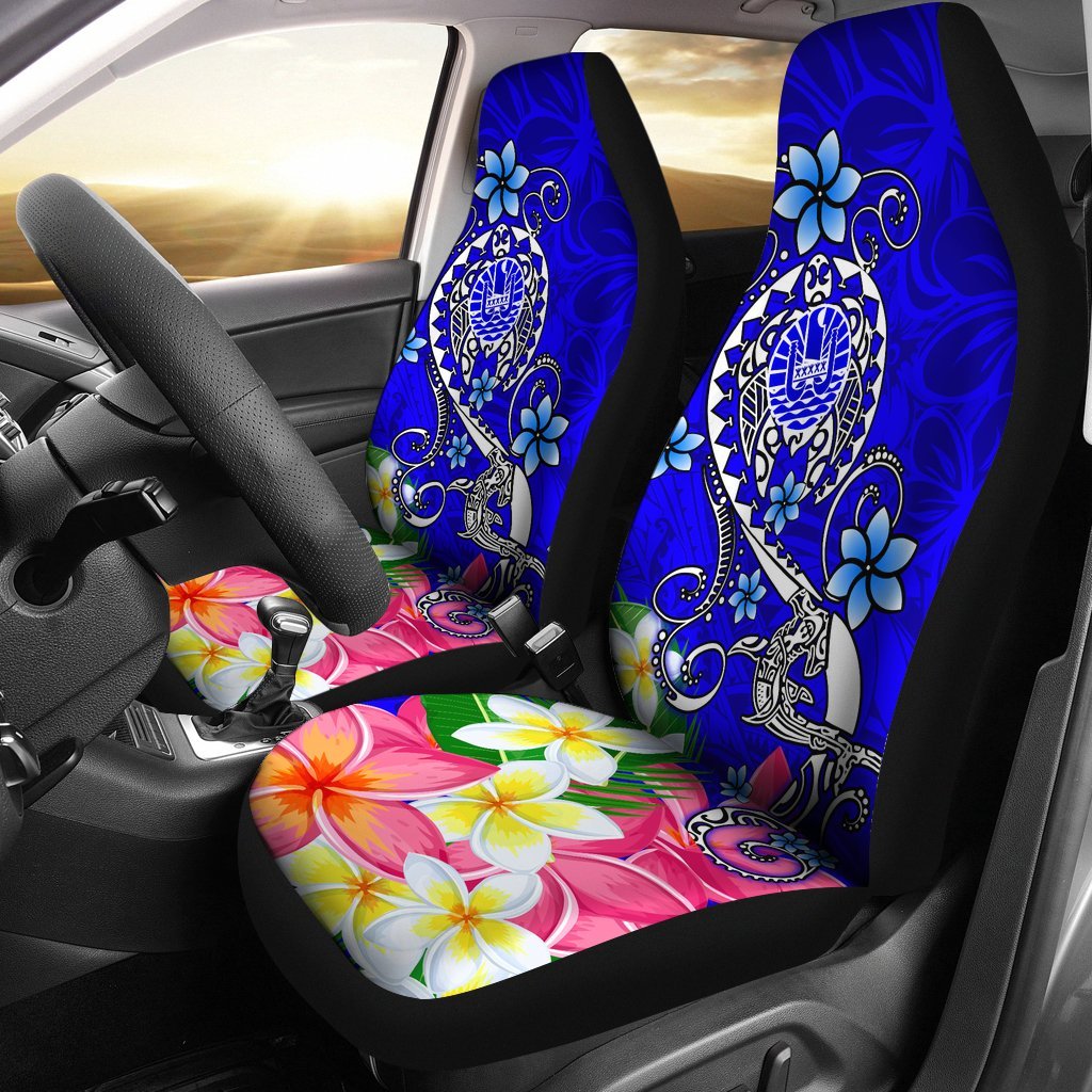 Tahiti Car Seat Covers - Turtle Plumeria (Blue) Universal Fit Blue - Polynesian Pride