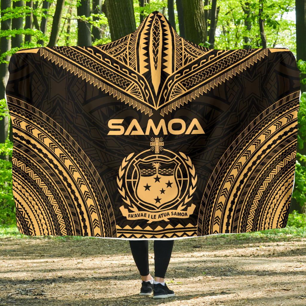 Samoa Polynesian Chief Hooded Blanket - Gold Version Hooded Blanket Gold - Polynesian Pride