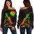 Tahiti Polynesian Women's Off Shoulder Sweater - Turtle With Blooming Hibiscus Reggae Art - Polynesian Pride