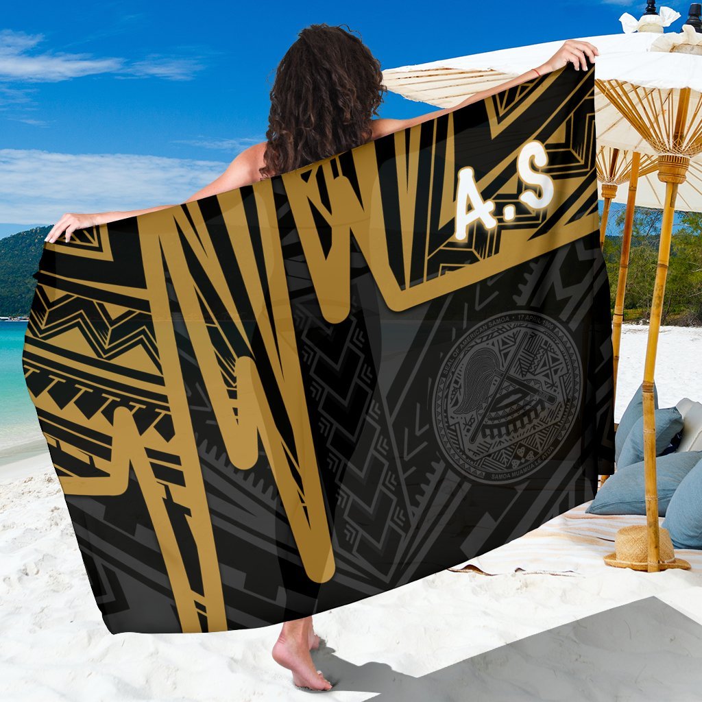 American Samoa Sarong - Seal With Polynesian Pattern Heartbeat Style (Gold) One Style One Size Gold - Polynesian Pride