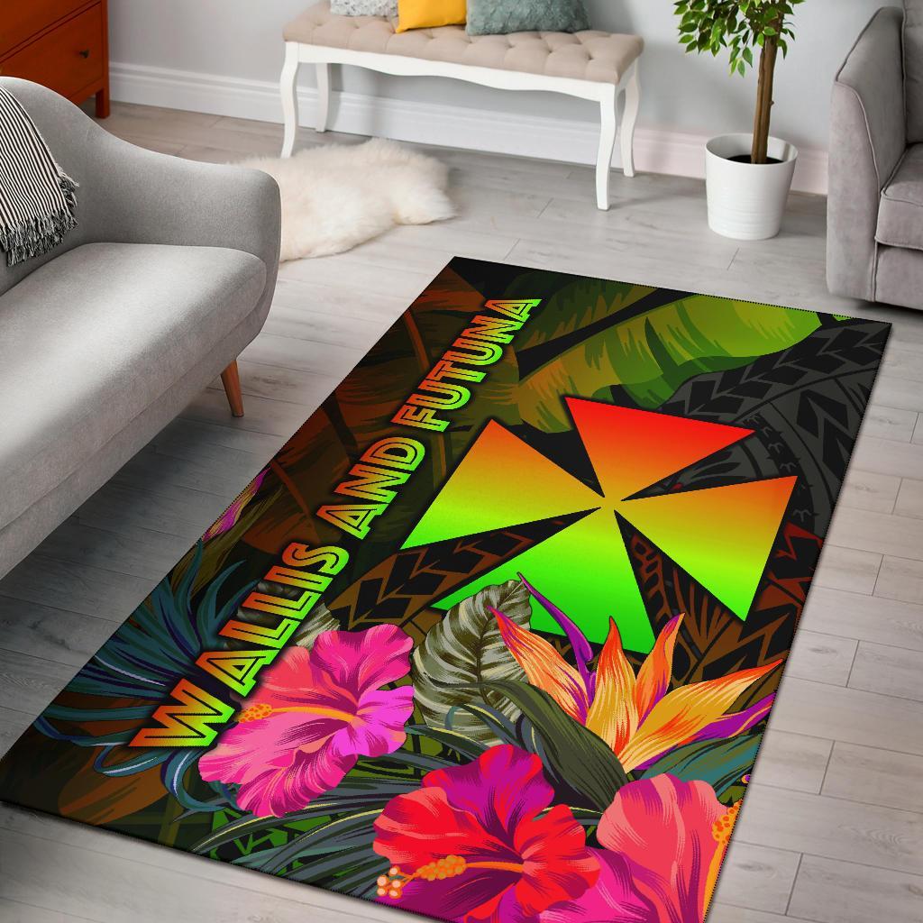 Wallis and Futuna Polynesian Area Rug - Hibiscus and Banana Leaves Reggae - Polynesian Pride