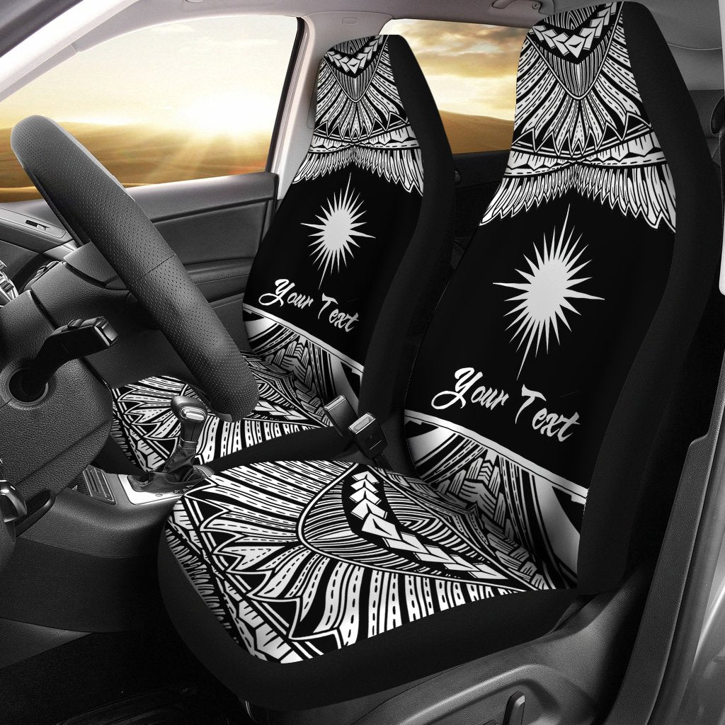 Marshall Islands Polynesian Custom Personalised Car Seat Covers - Pride White Version Universal Fit White - Polynesian Pride