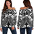 Guam Polynesian Women's Off Shoulder Sweater - Guam White Seal with Polynesian Tattoo Ver 01 White - Polynesian Pride