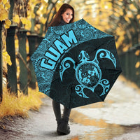 Guam Umbrella Turtle Coat of Arms Polynesian Pattern Blue - Polynesian Pride